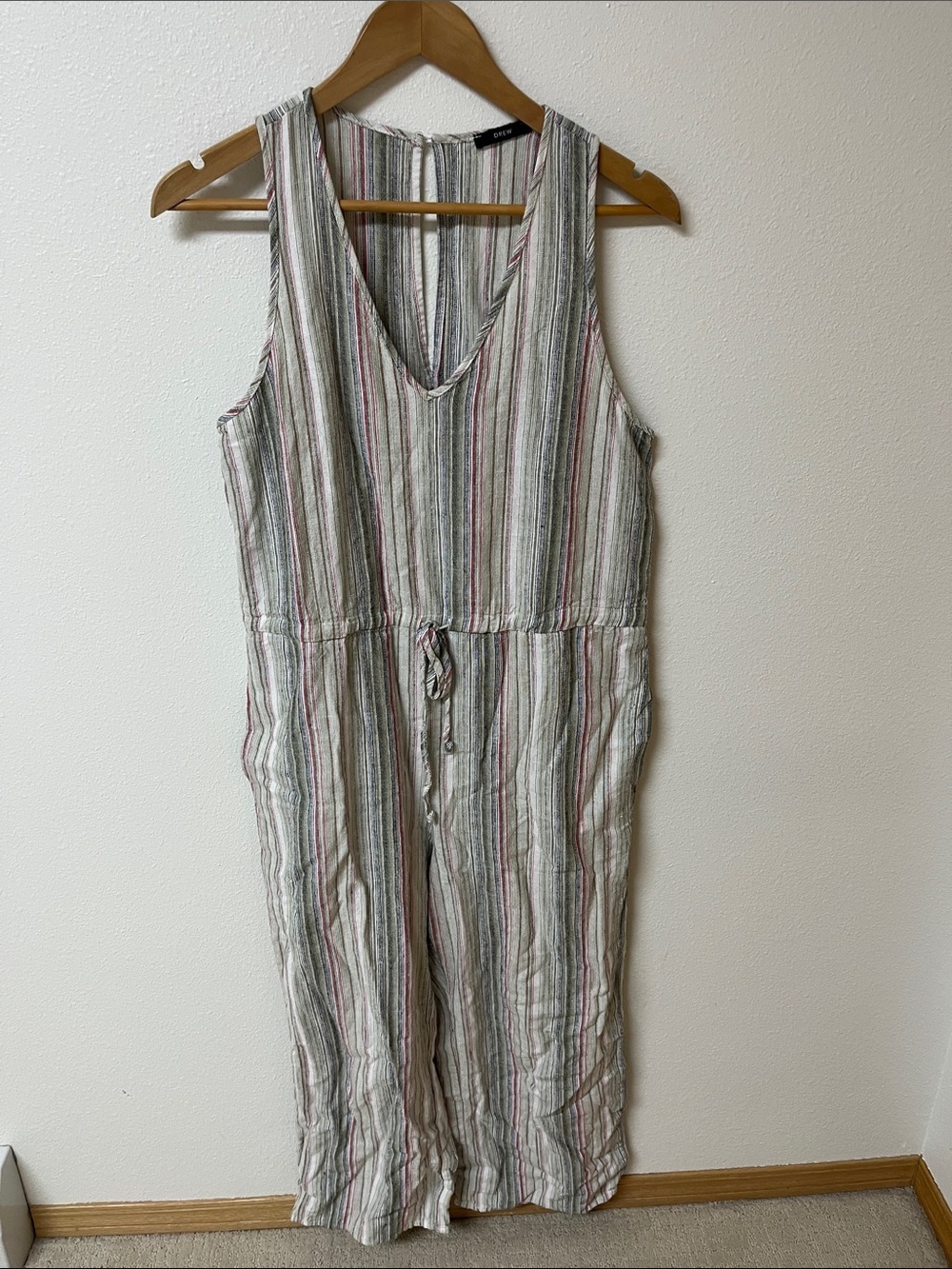 Drew Striped V-Neck Jumpsuit in Stripes fits women’s size M (no tag)